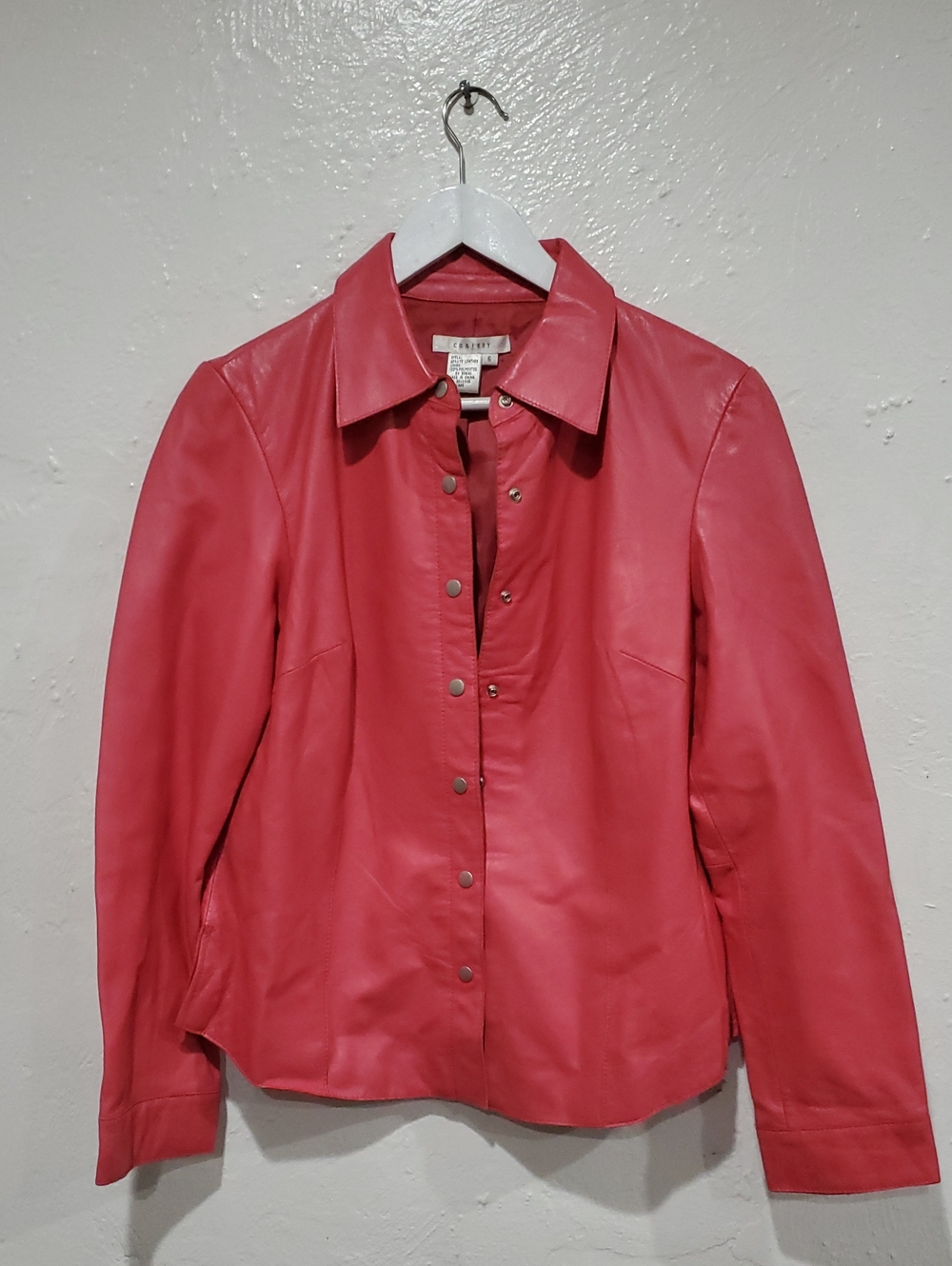 Vintage Co & Eddy Pink Leather Snap Front Jacket Size 6